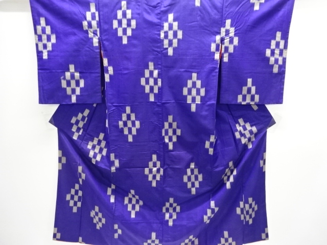 JAPANESE KIMONO / ANTIQUE KIMONO / SILK / MEISEN / WOVEN RHOMBUS